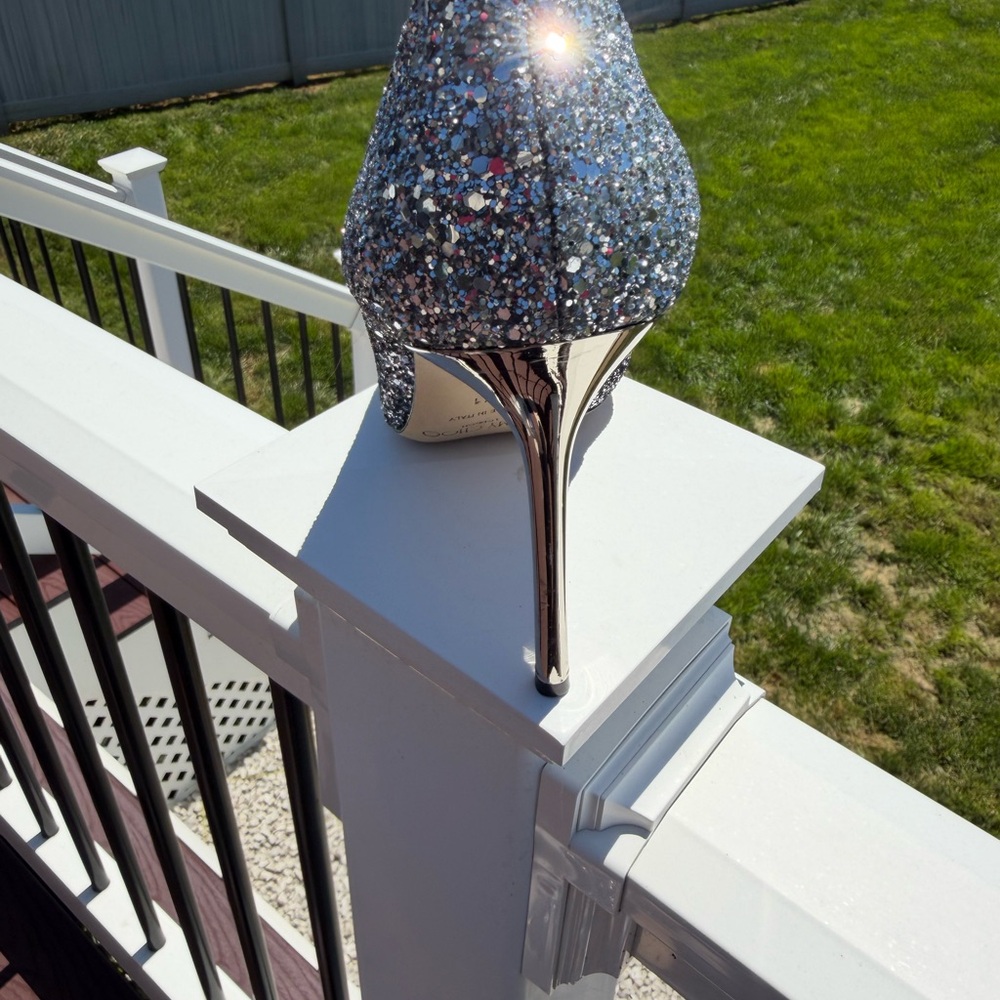 Jimmy Choo Silver Glitter Pointed-Toe Stilettos - Picture 5 of 10